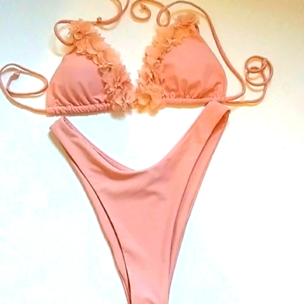 Teeny Bikini Pink Ruffles Flowers Small COPY